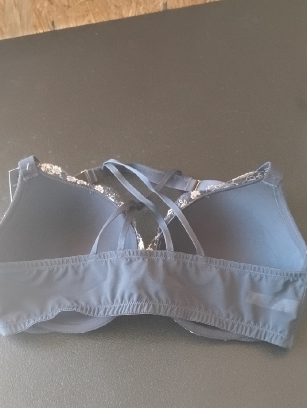 Cacique Blue Embroidered Push-Up Bra with Crisscross Straps - Picture 6 of 11